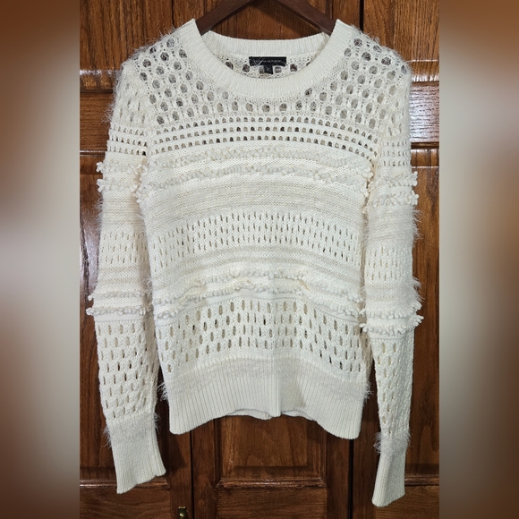 Banana Republic Sweaters - Banana Republic Ivory Spring Crew Neck Long Sleeve Open Stitch Sweater Sz M